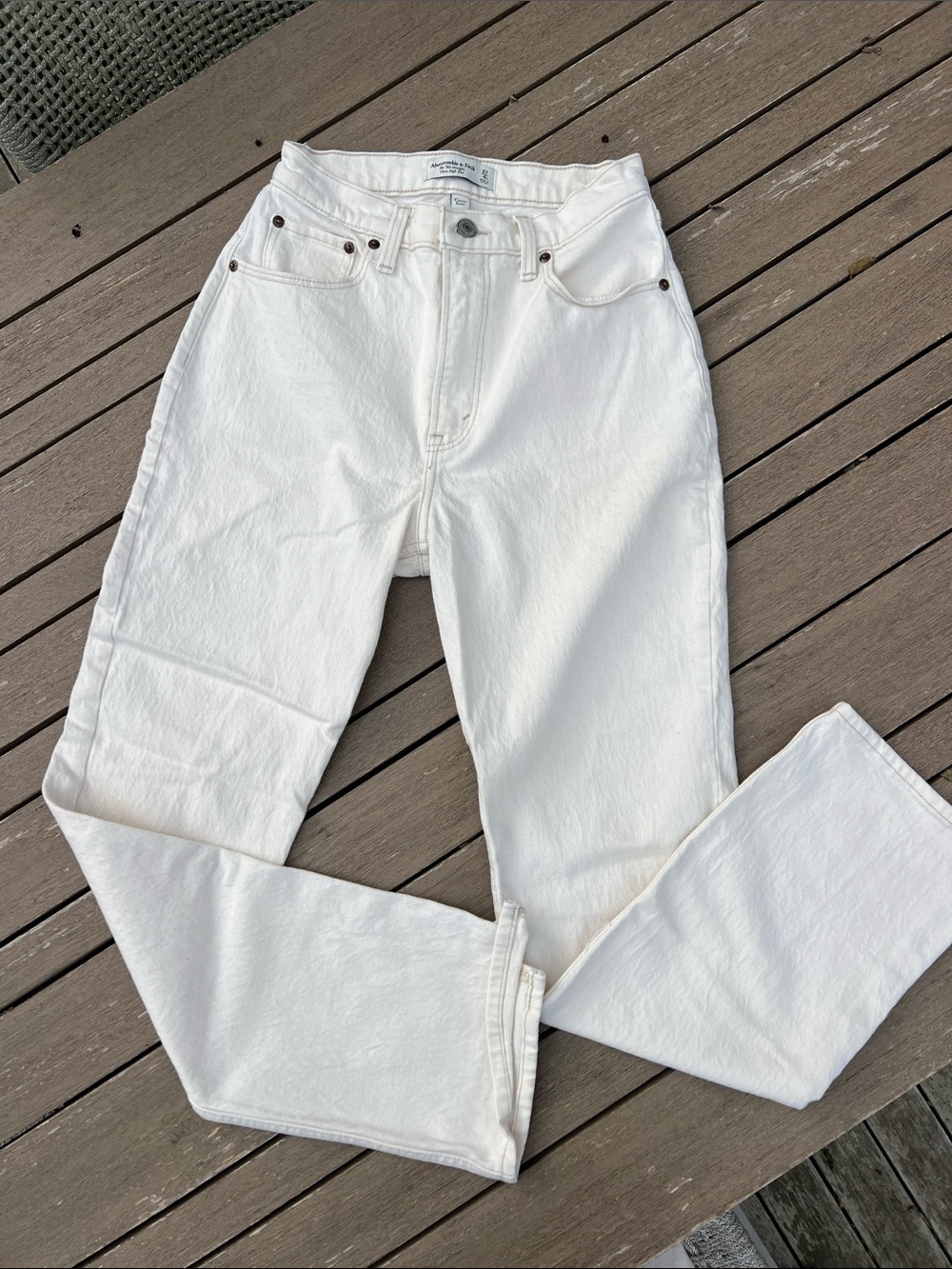 Abercrombie & Fitch White Straight-Leg Jeans